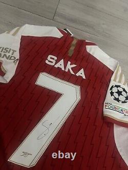 Arsenal 23/24 Home Shirt Signed By Starboy Bukayo Saka With COA