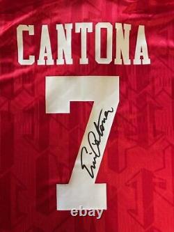 Eric Cantona Signed Manchester United 1994 Home Football Shirt. Damaged A