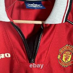 Manchester United 98/00 medium home Shirt Rare Original treble umbro Yorke 19