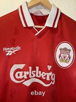 Original Liverpool 1996 / 98 Home Football Shirt Size Men's XL / 42 44