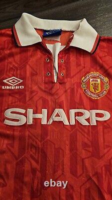 Original Umbro Manchester United Home Football Shirt 1992/94 Large Sharp
