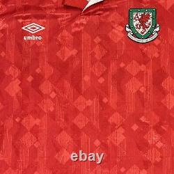 Ultra Rare Original Wales 1990/1991/1992 Home Football Shirt Excellent Mens XL