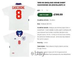 Vintage England Shirt 1994 Gascoigne Newcastle 1996 Spurs Retro Original 90s