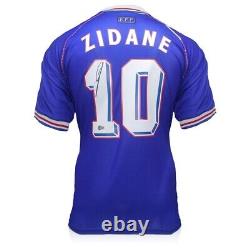 Zinedine Zidane Signed France 1998 Home Football Shirt. Premium Frame
